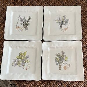 Herb Design Square Plates Set of four by EFFETTI